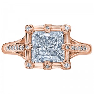 2525PR65-PK Simply Tacori Rose Gold  Princess Cut Engagement Ring 1.5