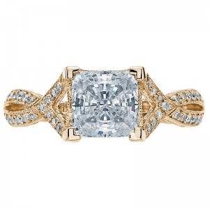 2565PR5-5Y Ribbon Yellow Gold Princess Cut Engagement Ring 1