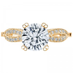 2573-SMRD-65Y Ribbon Yellow Gold Round Engagement Ring 1
