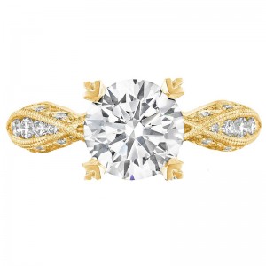 2578RD-75Y Classic Crescent Yellow Gold Round Engagement Ring 1.5