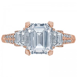 2579EM85X65-PK Simply Tacori Rose Gold Emerald Cut Engagement Ring 1.5