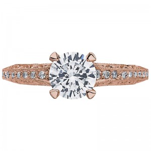 2616RD-75PK Classic Crescent Rose Gold Round Engagement Ring 1.5