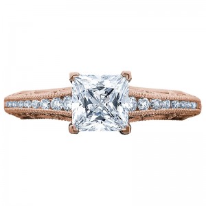 2617PR55-PK Reverse Crescent Rose Gold Princess Cut Engagement Ring 1