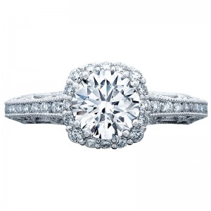 2618CU65 Reverse Crescent Platinum Round Engagement Ring 1