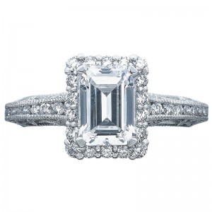 2618EC75X55-W Reverse Crescent White Gold Emerald Cut Engagement Ring 1.5