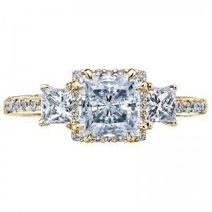 2622PR-LGPY Dantela Yellow Gold Princess Cut Engagement Ring 1.5