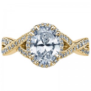 2627OVLG-Y Dantela Yellow Gold Oval Engagement Ring 1.75
