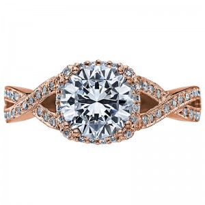 2627RDMD-PK Dantela Rose Gold Round Engagement Ring 1.25