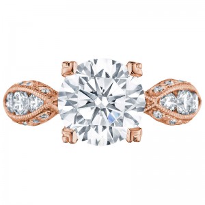 2644RD-7534PK Classic Crescent Rose Gold Round Engagement Ring 1.5