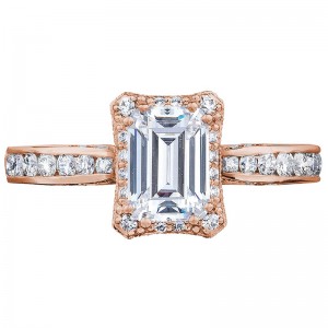 2646-25EC7X5PK Dantela Rose Gold Emerald Cut Engagement Ring 1.25