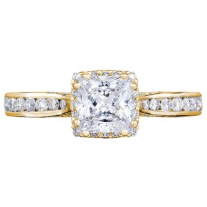 2646-25PR5-Y Dantela Yellow Gold Princess Cut Engagement Ring 0.75