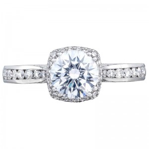 2646-25RDC-6 Dantela Platinum Round Engagement Ring 0.75