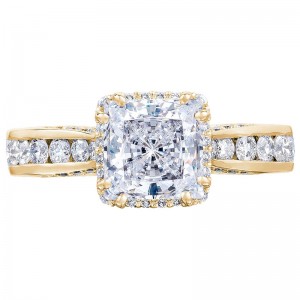 2646-35PR65-Y Dantela Yellow Gold Princess Cut Engagement Ring 1.75
