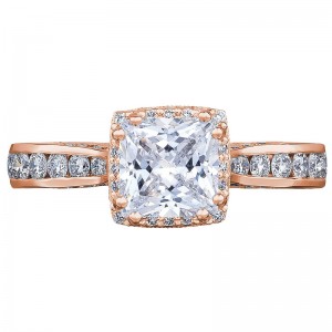 2646-3PR6-PK Dantela Rose Gold Princess Cut Engagement Ring 1.25
