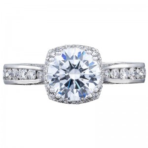 2646-3RDC-75 Dantela Platinum Round Engagement Ring 1.5