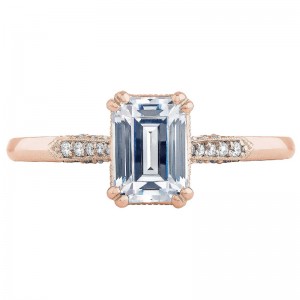 2651EC-8X6PK Simply Tacori Rose Gold Emerald Cut Engagement Ring 1.75