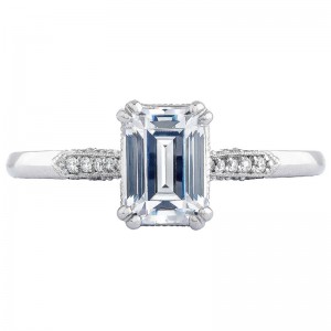 2651EC-85X65 Simply Tacori Platinum Emerald Cut Engagement Ring 2