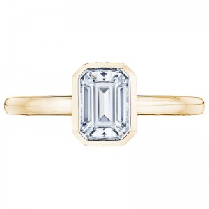 300-2EC-7X5Y Starlit Yellow Gold Emerald Cut Engagement Ring 1