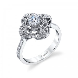 14K White Gold Round Brilliant-Cut Diamond Engagement Ring