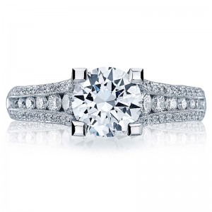 HT2513RD-6512X Classic Crescent Platinum Round Engagement Ring 1