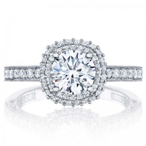 HT2522CU-6W Blooming Beauties White Gold Round Engagement Ring 0.75