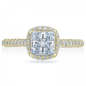 HT2547PR6-Y Petite Crescent Yellow Gold Princess Cut Engagement Ring 1.25