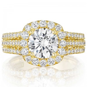 HT2551CU-7Y Petite Crescent Yellow Gold Round Engagement Ring 1.25