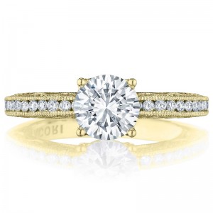 HT2553RD-65Y Classic Crescent Yellow Gold Round Engagement Ring 1