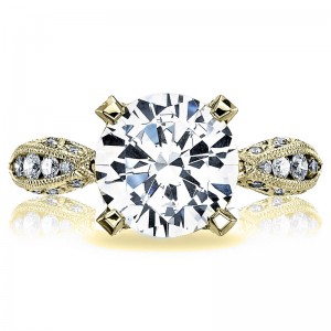HT2602RD95-Y RoyalT Yellow Gold Round Engagement Ring 3
