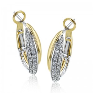 Simon G. Medium Hoop Earrings In 18 Karat White Gold With 50 Round Cut Diamonds =0.48ctw. Model # Le4401 Serial #771902