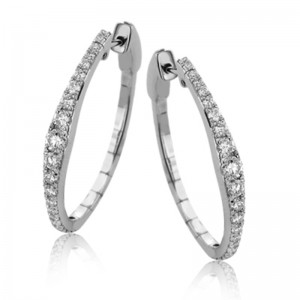 18kt White Gold Hoop Earrings With 44 Rd Dia 1.01ctw Vs Clarity & F/g Color Model #le4650