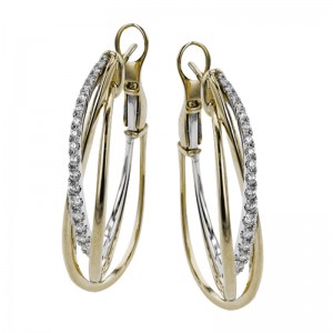 Simon G Medium Hoop Earrings in 18K White & Yellow Gold