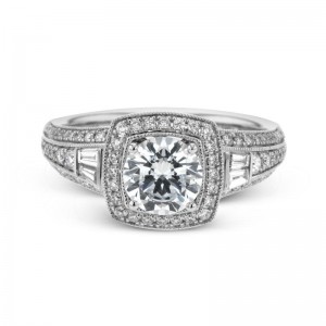 LR1155 Passion Collection White Gold Round Cut Engagement Ring