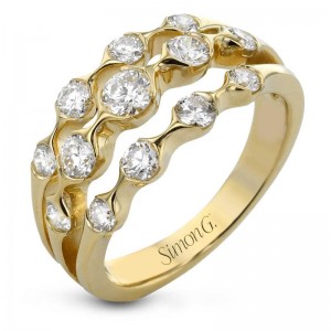 LR4844-Y Yellow Gold and Diamond Multi-Row Ring