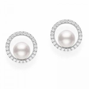 6 mm Akoya Cultured Pearl and Diamond Stud Earrings MEA10314ADXW