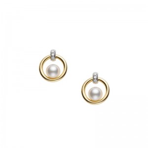 Mikimoto MEQ10159ADXC Cultured Pear and Diamond Earrings
