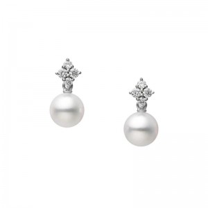 Mikimoto Akoya Cultured Pearl Diamond Drop Earrings MEQ10192ADXW