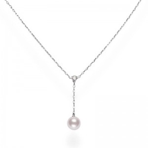 Mikimoto MPQ10088ADXW Akoya Cultured Pearl and Diamond Drop Pendant