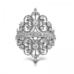MR2389 White Gold Diamond Crown Ring