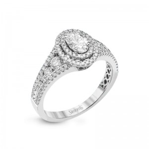 18 Karat White Gold Diamond Semi Mount Engagement Ring With 78 Round Brilliant Cut Diamonds  0.60 Carat Total Weight