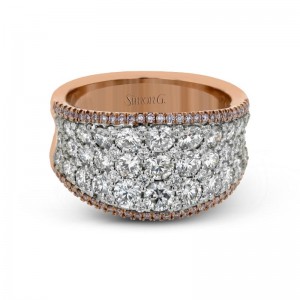 MR2619 White and Rose Gold Multi-Row Diamond Statement Ring