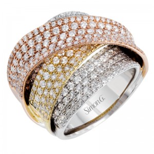 Simon G 18K Tricolor Gold Diamond Fashion Ring