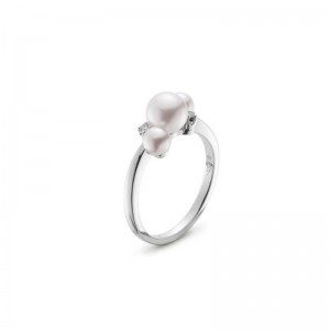 MRQ10031ADXWR065 18kt White Gold Pearl & Diamond Ring