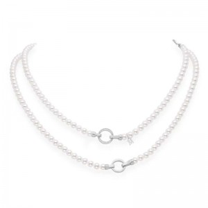 Akoya Cultured Pearl and Diamond Double Strand Necklace MZQ10039ADXW