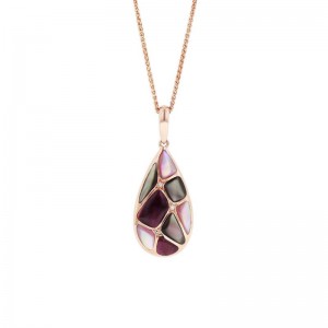 NPCF424MBP-CH Rose Gold Diamond, Pink and Black Mother of Pearl, and Purple Spiny Oyster Necklace