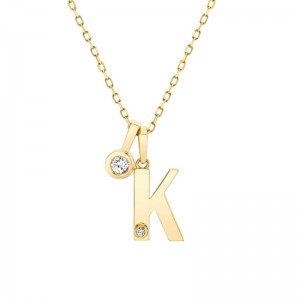 P403K Diamond Initial Necklace - K