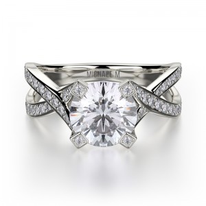 R411-0.75 Love Platinum Round Engagement Ring 0.55