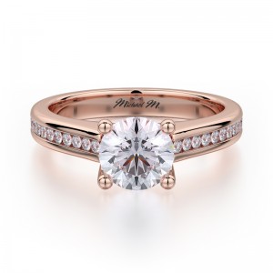 R461S-1 Love Rose Gold Round Engagement Ring 0.75