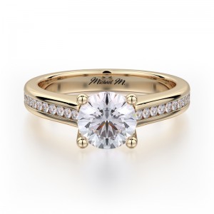 R461S-1 Love Yellow Gold Round Engagement Ring 0.75