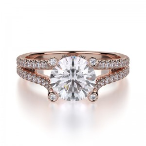 R487-1 Europa Rose Gold Round Engagement Ring 0.75